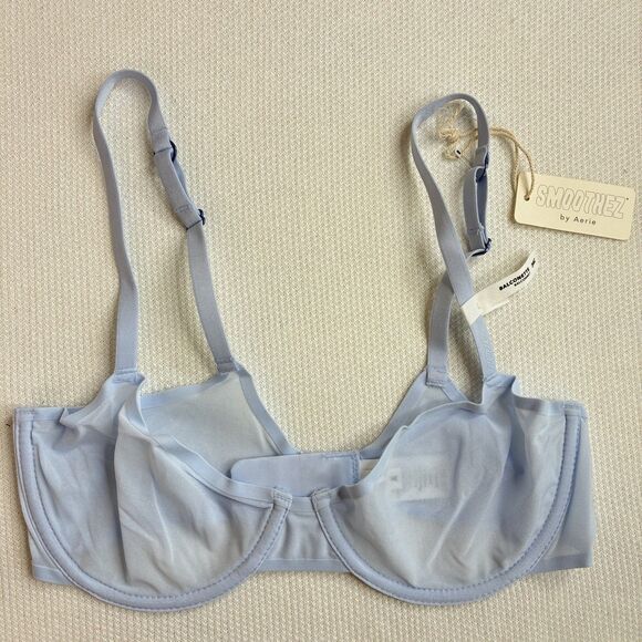 Aerie Smoothez Purple Microfiber Mesh Unlined Underwire Balconette Bra 34C NEW - Picture 1 of 9